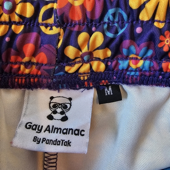 Gay Almanac by Pandatak Size Medium Pride Shorts Festival Zaddy Rave LGBTQ Flora - Picture 3 of 8